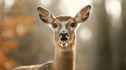 Fototapeta premium Surprised Fawn in the Woods