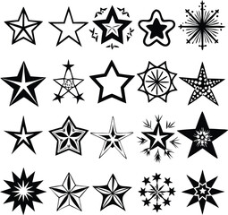 Star collection. Different stars set. Vector illustration