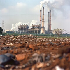 Dynamic image of a bustling chemical plant at sunset, emphasizing the scale and activity of industrial processes.