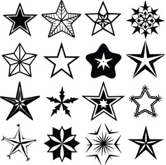 Star collection. Different stars set. Vector illustration