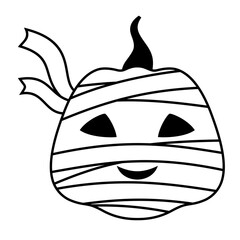 Black and white Halloween pumpkin clipart. Black Pumpkin clipart. Happy Halloween clipart. Kids Halloween hand drawn vector illustration.