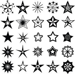 Star collection. Different stars set. Vector illustration