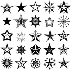 Star collection. Different stars set. Vector illustration