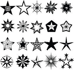 Star collection. Different stars set. Vector illustration