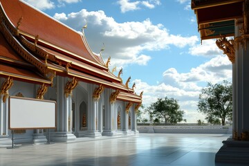 Obraz premium A large archway with gold trim and white pillars