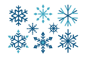 Christmas snowflake Icon Set, Winter Themed Vector Illustrations
