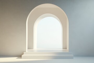Fototapeta premium A white archway with a view of the ocean