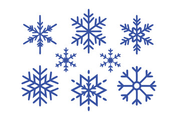 Christmas snowflake Icon Set, Winter Themed Vector Illustrations