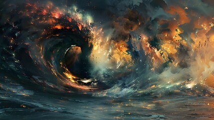 Surreal Oceanic Maelstrom A Captivating Depiction of Nature s Elemental Power and Enigmatic Beauty