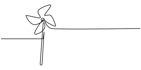 Continuous line drawing Origami paper windmill icon vector illustration concept, Pinwheel, continuous line drawing, small tattoo, print for clothes and logo design, emblem or logo design, silhouette