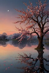 sunset over the lake