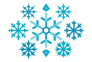 Christmas snowflake Icon Set, Winter Themed Vector Illustrations