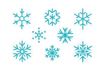 Christmas snowflake Icon Set, Winter Themed Vector Illustrations