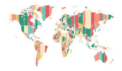 Obraz premium World map on white background. Abstract color. Can use for printing, website, presentation element, textile. World map vector illustration, high-resolution, travel.