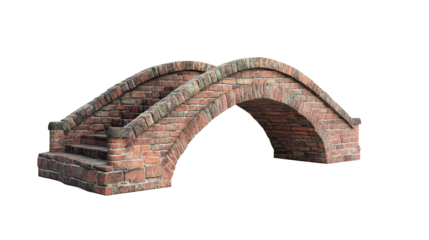 A brick arch bridge against a white background.