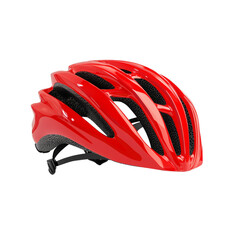 Fototapeta premium Red bicycle helmet on a black background, symbolizing safety and sports