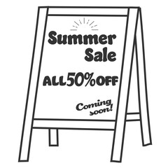 カフェにあるボード風素材　白黒　シンプル　手描き