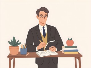illustration of male teacher on a white background