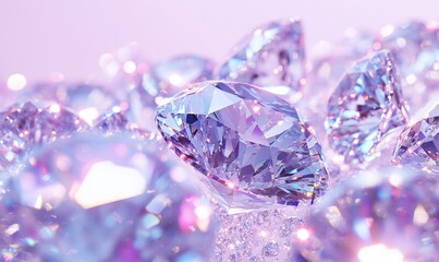 Shimmering Gemstones Sparkle Under Soft Purple Lighting in an Elegant Arrangement