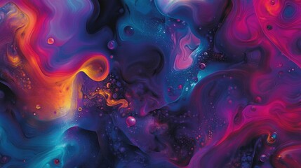 Obraz premium Abstract colorful fluid art with swirls and vibrant hues in cosmic design
