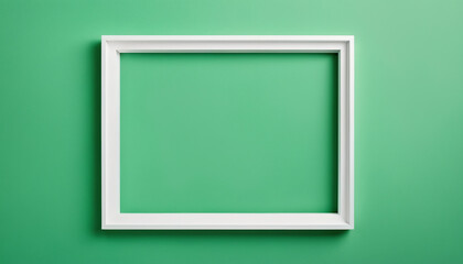 White frame on a light green background, minimalist style.
