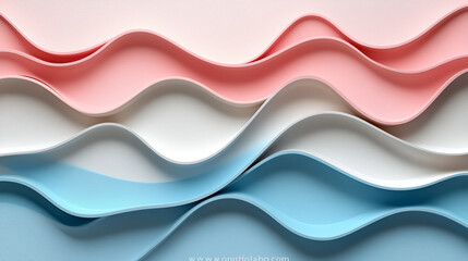 Colorful waves of paper create a soothing blend of pink, white, and blue, perfect for creative and artistic backgrounds.