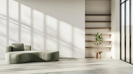Fototapeta premium Modern living room interior with blank space and empty wall.