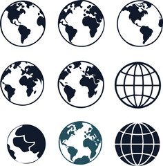 Obraz premium Earth icon collection. Globe. Vector illustration