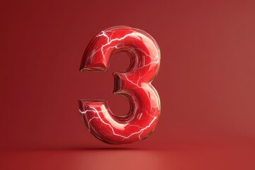 A red number 3 with a lightning bolt in the middle