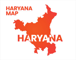 Haryana State Map Illustration in Red Gradient with Bold Text for Geographical Awareness