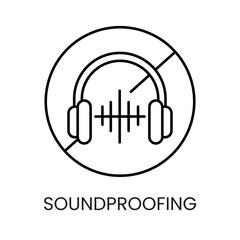 Soundproofing, noise insulation line icon vector with editable stroke