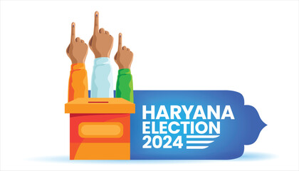 Haryana Assembly Election 2024 Voting Illustration with Hands Showing Inked Fingers