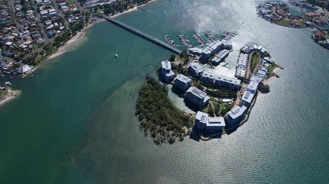 Aerial Shot Of Ephraim Island In Paradise Point, Gold Coast, Australia