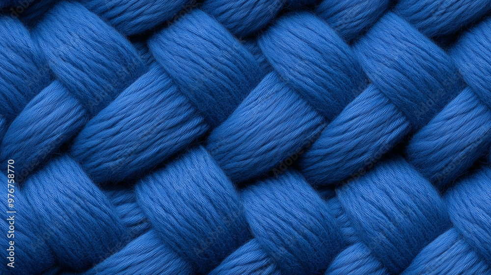 Aufkleber soft cotton fabric in seamless textured pattern, showcasing rich blue hue. intricate braiding create