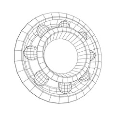 Fototapeta premium Roller bearing. Circular round rotating bearings used in industry for heavy equipment mechanical work and engineering. Wireframe low poly mesh vector illustration.