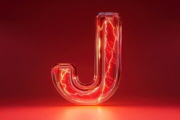 A red letter J with a lightning bolt in the middle
