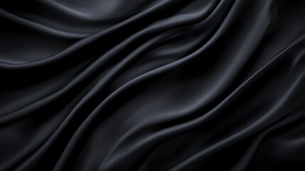 Elegant black fabric draped in soft waves, creating a luxurious and graceful texture perfect for design projects.