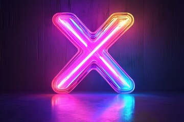The neon X is lit up in a neon sign