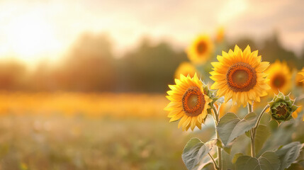 Fototapeta premium sunflower agriculture field, rich colors