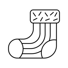 Christmas sock line icon isolated festive vector object