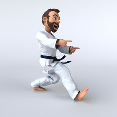 Fun 3D cartoon karateka illustration