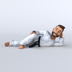 Fun 3D cartoon karateka illustration