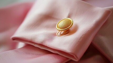 A amazing pink satin weave with a gold cufflink