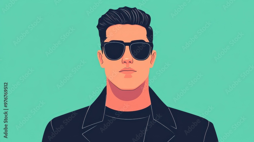 Canvas Prints A trendy young man in sleek sunglasses stands out against a bright, clean backdrop, embodying summer vibes and style.