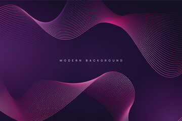 Modern line wave background. Vibrant gradient flowing wave lines purple color. Futuristic technology concept.