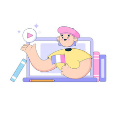 Woman teaches online language courses