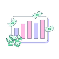 Bar chart and banknotes