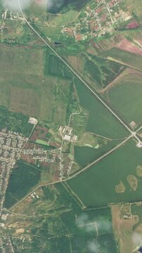 Upper aerial view above the clouds of the city of Bakhmut in the Ukraine