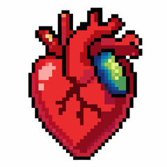 Fototapeta premium Pixel Art Heart Vibrant and Retro Digital Design
