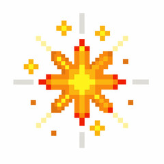 Pixel Art Starburst Colorful Geometric Explosion in Retro 8 bit Style